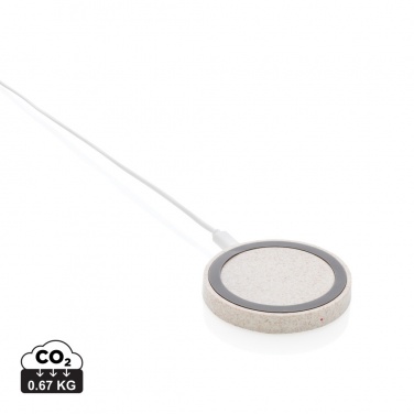 Logo trade advertising products picture of: Wheat Straw 5W round wireless charging pad