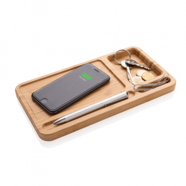 Logo trade promotional giveaway photo of: Bamboo desk organiser 10W wireless charger