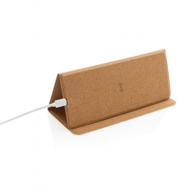 Logo trade promotional merchandise photo of: 10W wireless charging cork mousepad and stand