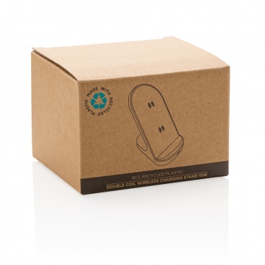 Logotrade promotional giveaway picture of: RCS recycled plastic double coil wireless stand 15W