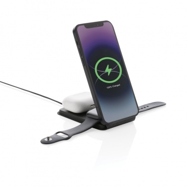 Logotrade promotional merchandise image of: Swiss Peak RCS rPU 15W  3-in-1 magnetic wireless charger