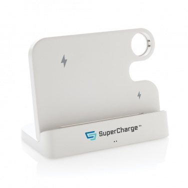 Logo trade promotional merchandise image of: Joltz RCS recycled plastic dual 15W charger with iWatch slot
