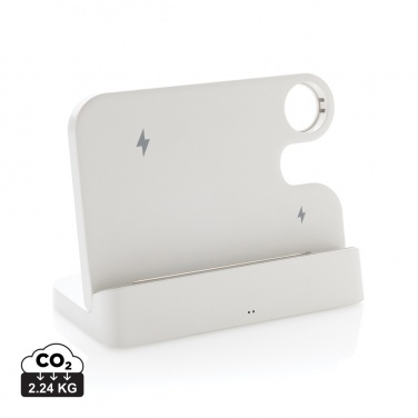 Logo trade promotional products image of: Joltz RCS recycled plastic dual 15W charger with iWatch slot