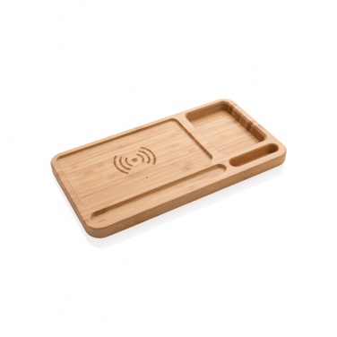 Logo trade promotional product photo of: Bamboo desk organiser 5W wireless charger