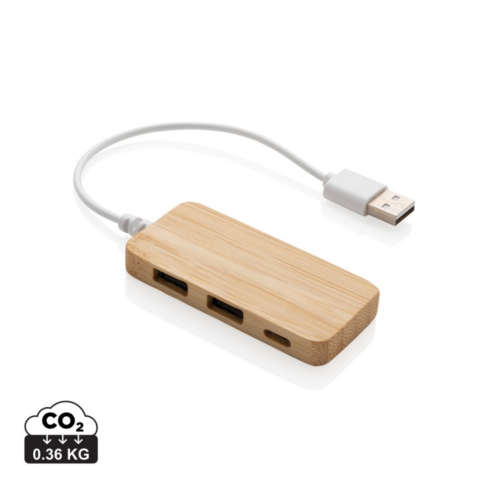 Logo trade promotional product photo of: Bamboo hub with Type-C