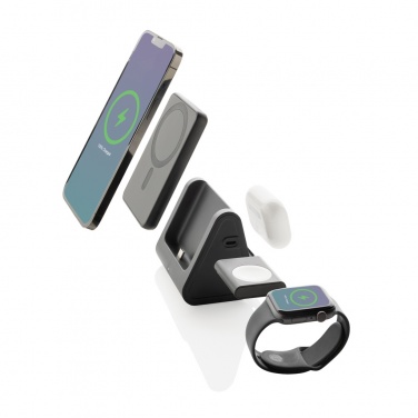 Logotrade promotional items photo of: Powerbase RCS recycled plastic 3 in 1 charger with powerbank