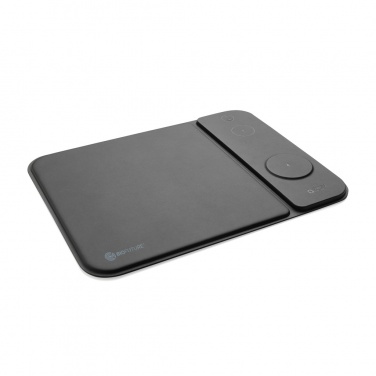 Logo trade promotional gifts image of: Swiss peak RCS recycled PU 15W 3 in 1 charging mousepad