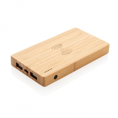 Logo trade promotional merchandise photo of: Bamboo 4.000 mAh wireless 5W Powerbank