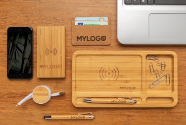 Logotrade promotional product picture of: Bamboo 4.000 mAh wireless 5W Powerbank