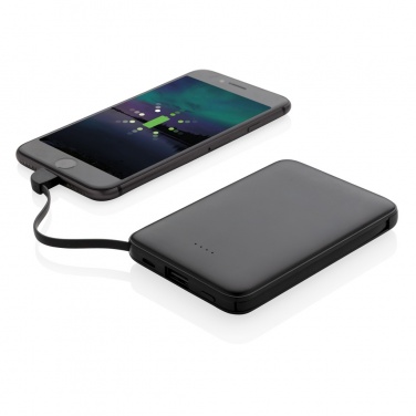 Logo trade promotional gift photo of: 5.000 mAh Pocket Powerbank with integrated cables