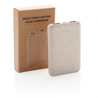 Logotrade promotional items photo of: Wheat Straw 5.000 mAh Pocket Powerbank