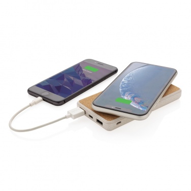 Logotrade promotional item image of: Cork and Wheat Straw 8.000 mAh 5W wireless powerbank