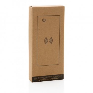 Logotrade promotional merchandise picture of: Bamboo 8.000 mAh 5W wireless powerbank