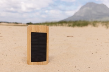 Logo trade promotional merchandise image of: Sunwick 10.000 mAh Bamboo solar powerbank