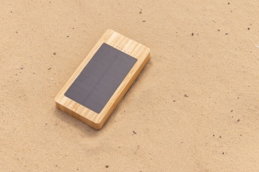 Logo trade promotional merchandise image of: Sunwick 10.000 mAh Bamboo solar powerbank