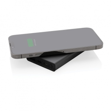 Logo trade promotional giveaways picture of: Terra RCS recycled aluminium 5000 mAh powerbank 5W wireless
