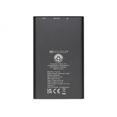 Logotrade promotional product image of: Terra RCS recycled aluminium 5000 mAh powerbank 5W wireless