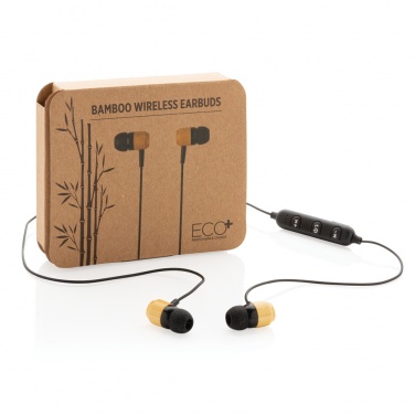 Logotrade promotional item picture of: Bamboo wireless earbuds