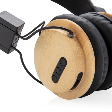 Logo trade promotional merchandise image of: Bamboo wireless headphone