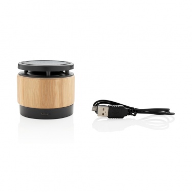 Logo trade promotional gifts picture of: Bamboo wireless charger speaker