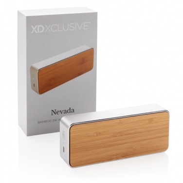 Logo trade corporate gifts image of: Nevada Bamboo 3W wireless speaker
