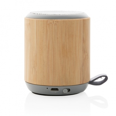 Logo trade promotional giveaway photo of: Bamboo and fabric 3W wireless speaker