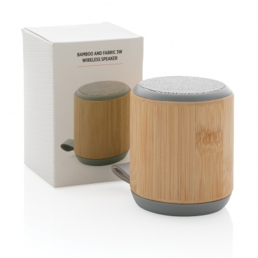 Logo trade business gifts image of: Bamboo and fabric 3W wireless speaker