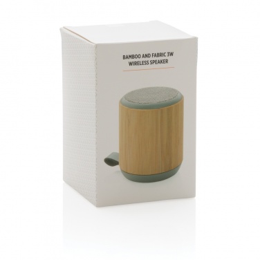 Logo trade promotional products image of: Bamboo and fabric 3W wireless speaker