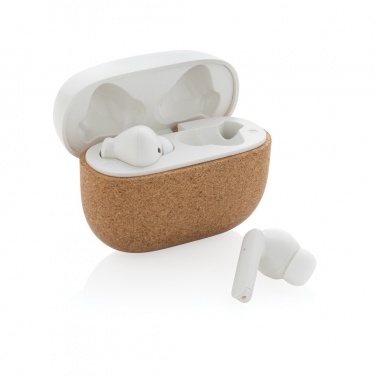 Logo trade business gifts image of: Oregon RCS recycled plastic and cork TWS earbuds