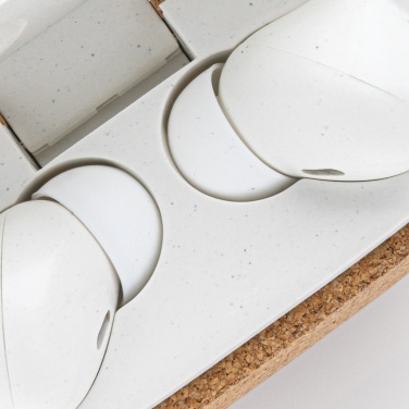 Logo trade promotional giveaway photo of: Oregon RCS recycled plastic and cork TWS earbuds