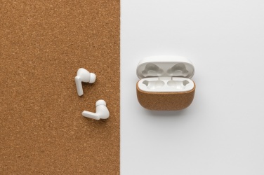 Logo trade advertising products image of: Oregon RCS recycled plastic and cork TWS earbuds