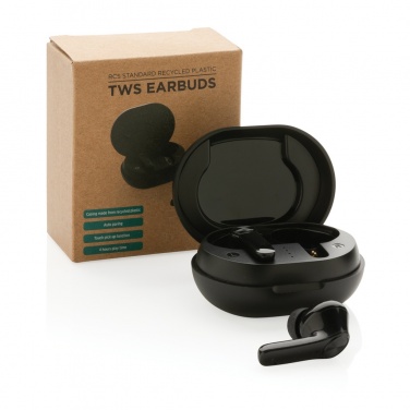 Logo trade promotional product photo of: RCS standard recycled plastic TWS earbuds