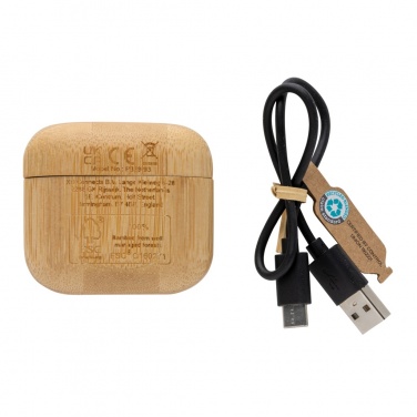 Logo trade promotional product photo of: Bamboo TWS earbuds with RCS recycled plastic