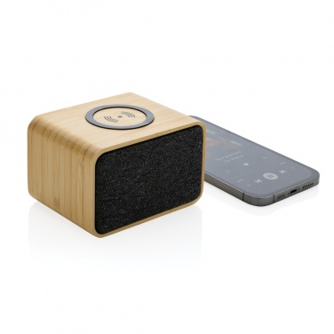 Logo trade corporate gifts picture of: RCS Rplastic 3W speaker with bamboo 5W wireless
