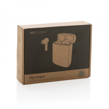 Logotrade promotional gift picture of: Skywave RCS recycled plastic solar earbuds