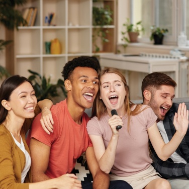 Logotrade promotional item image of: Singvibe RCS recycled plastic karaoke set with double mic