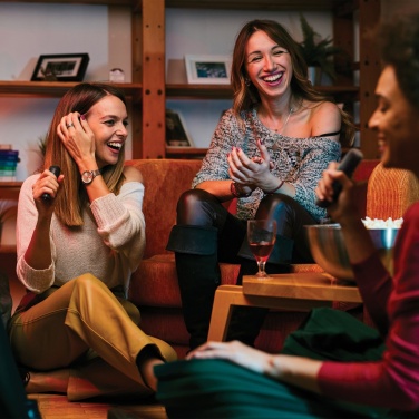 Logotrade promotional items photo of: Singvibe RCS recycled plastic karaoke set with double mic