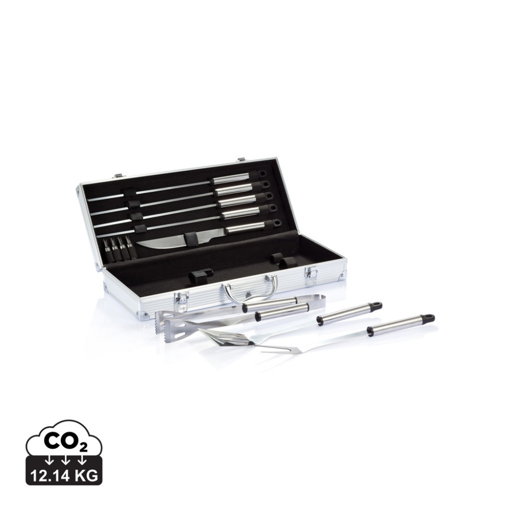 Logo trade promotional giveaways picture of: 12 pcs barbecue set in aluminium box