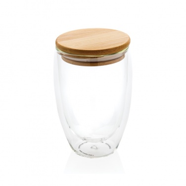 Logotrade advertising products photo of: Double wall borosilicate glass with bamboo lid 350ml