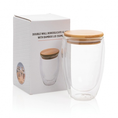 Logotrade promotional merchandise photo of: Double wall borosilicate glass with bamboo lid 350ml