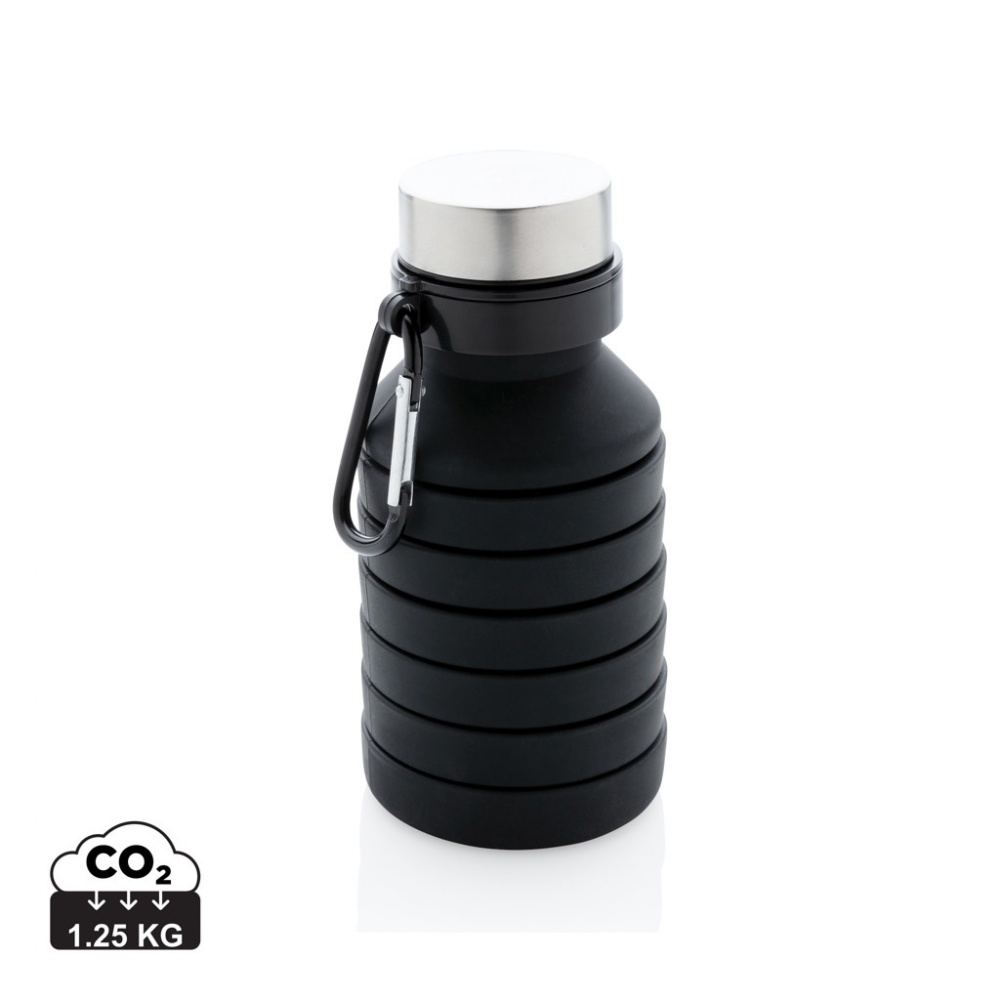 Logo trade promotional items image of: Leakproof collapsible silicone bottle with lid