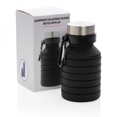 Logo trade promotional item photo of: Leakproof collapsible silicone bottle with lid