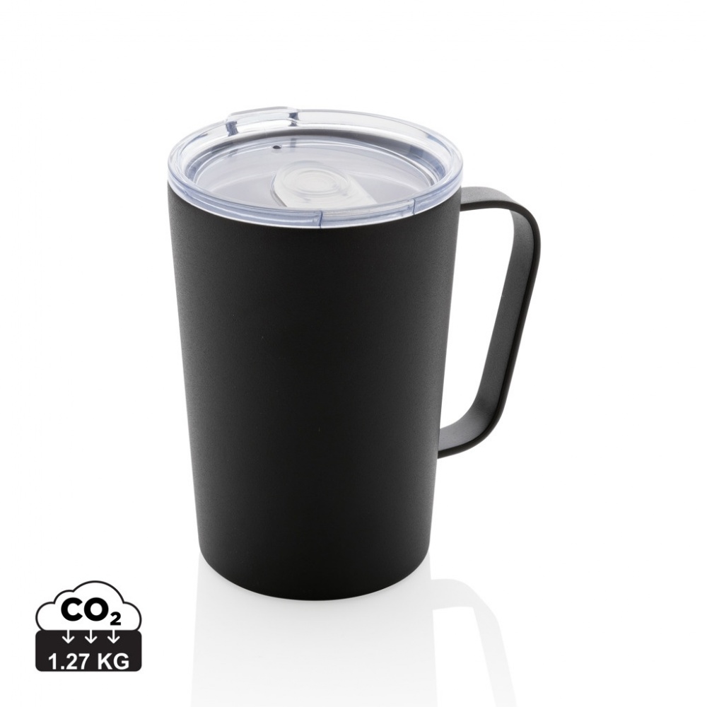 Logo trade business gifts image of: RCS Recycled stainless steel modern vacuum mug with lid