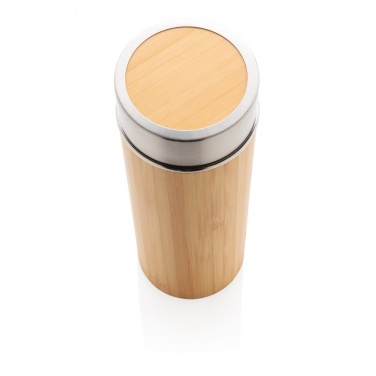 Logo trade promotional merchandise picture of: Leak proof bamboo vacuum bottle