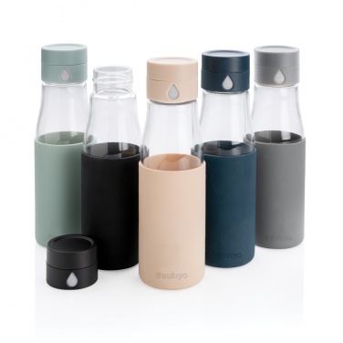 Logo trade promotional giveaways image of: Ukiyo glass hydration tracking bottle with sleeve