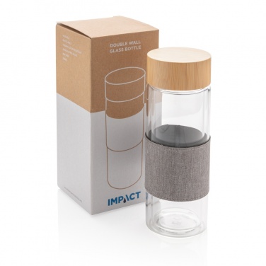 Logo trade advertising products image of: Impact double wall borosilicate glass bottle