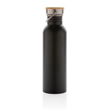 Logo trade advertising products image of: Modern stainless steel bottle with bamboo lid