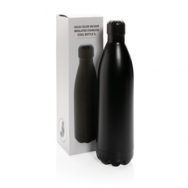 Logo trade promotional merchandise image of: Solid colour vacuum stainless steel bottle 1L