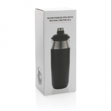 Logo trade promotional gifts image of: Vacuum stainless steel dual function lid bottle 1L