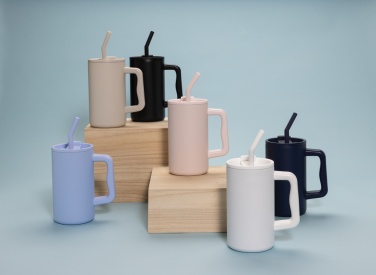 Logo trade business gifts image of: Cube RCS certified recycled steel mug 800ml